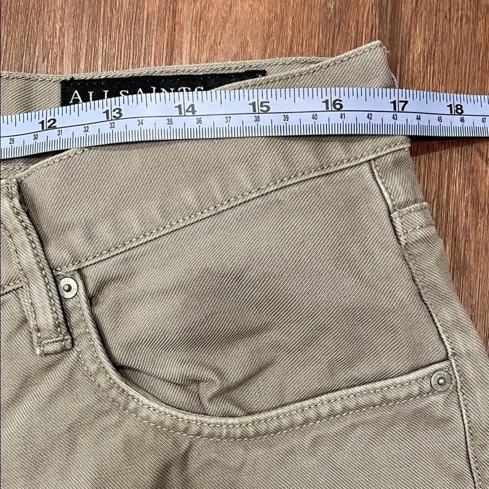 All Saints Men's Pistol Fit Light Olive Slim Jeans - Picture 7 of 9